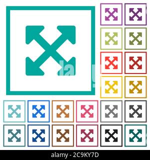 Resize full alt flat color vector icons with shadows in round outlines ...