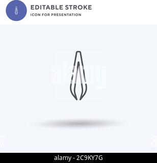 Tweezers icon vector, filled flat sign, solid pictogram isolated on white, logo illustration. Tweezers icon for presentation. Stock Vector