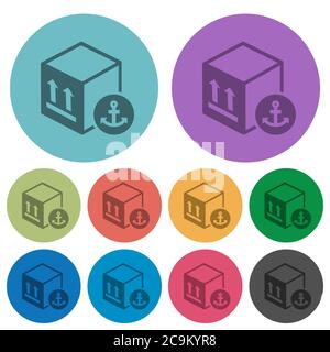 Sea package transportation darker flat icons on color round background Stock Vector