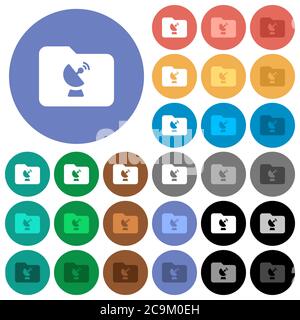Remote folder multi colored flat icons on round backgrounds. Included white, light and dark icon variations for hover and active status effects, and b Stock Vector