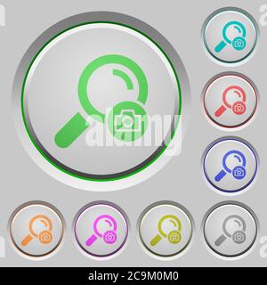 Search photo color icons on sunk push buttons Stock Vector