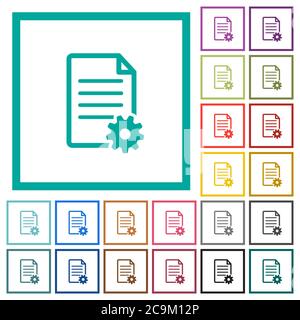 Document setup flat color icons with quadrant frames on white background Stock Vector