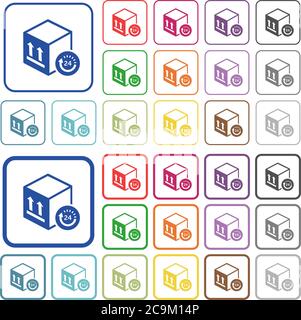 One day package delivery color flat icons in rounded square frames. Thin and thick versions included. Stock Vector