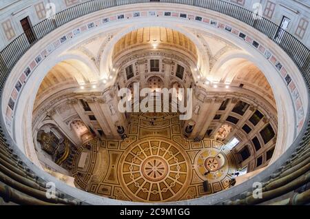 LISBON, PORTUGAL - FEBRUARY 2, 2019: Full interior view of floor and naves of Santa Engracia, church and portuguese national pantheon in Lisbon, ,seen Stock Photo