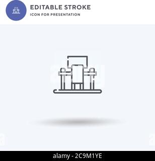 Desk icon vector, filled flat sign, solid pictogram isolated on white, logo illustration. Desk icon for presentation. Stock Vector