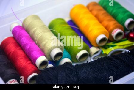 Sewing Threads Rolls Everyday Sewing Works Stock Photo