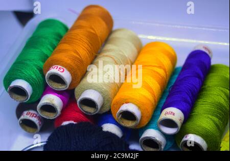 Sewing Threads Rolls Everyday Sewing Works Stock Photo