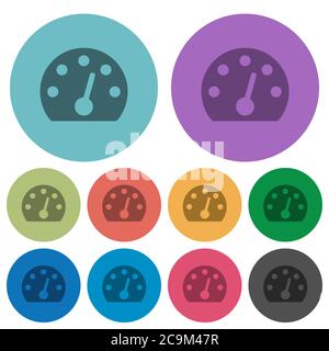 Dashboard darker flat icons on color round background Stock Vector