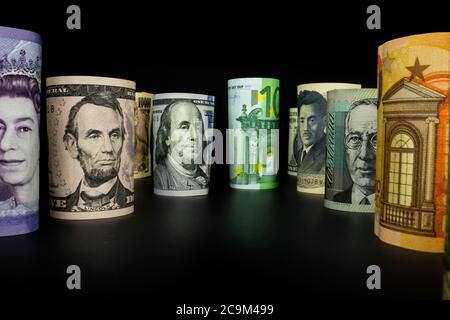 International money exchange. Foreign currency. Stock Photo