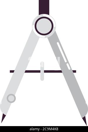 school education supply geomtric compass tool block and flat style icon ...
