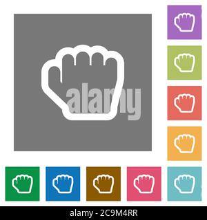 Grab cursor flat icons on simple color square backgrounds Stock Vector