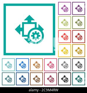 Size settings flat color icons with quadrant frames on white background Stock Vector
