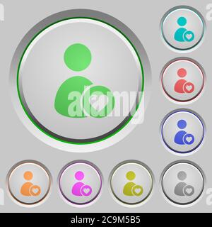 Favorite user color icons on sunk push buttons Stock Vector