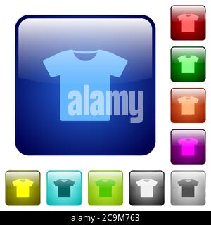 T-shirt icons in rounded square color glossy button set Stock Vector