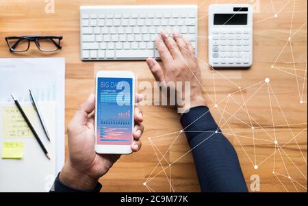 Working with digital technology and big data information.management job.e learning and study concepts Stock Photo