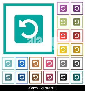 Rotate left flat color icons with quadrant frames on white background Stock Vector