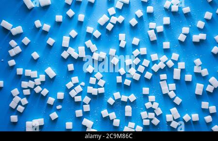 Group of sugar on color background.sweet and healthy concepts.dieting and nutritious.sugar tax.top view Stock Photo
