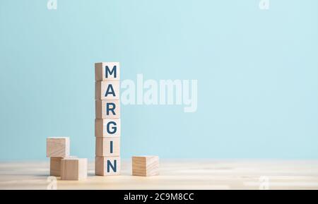 Stock market situation and gross margin concepts with text on wood.investment risk. vision to success.technical trick of trader.opportunity time Stock Photo