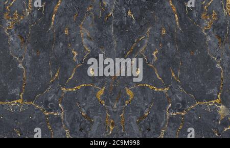 Gold and white Patterned natural of dark gray marble texture background Stock Photo