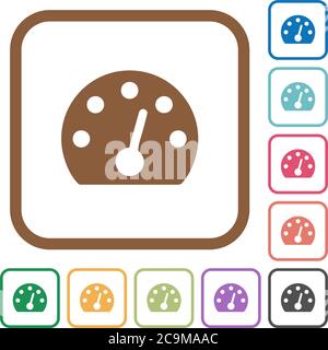 Dashboard simple icons in color rounded square frames on white background Stock Vector