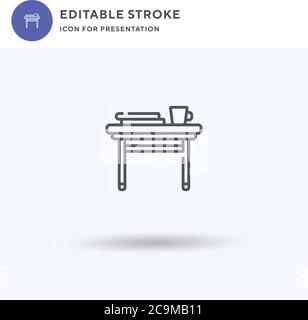 Desk icon vector, filled flat sign, solid pictogram isolated on white, logo illustration. Desk icon for presentation. Stock Vector