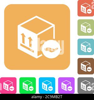 Package insurance flat icons on rounded square vivid color backgrounds. Stock Vector