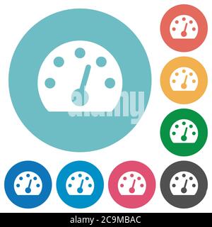 Dashboard flat white icons on round color backgrounds Stock Vector