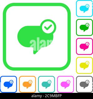 Message sent vivid colored flat icons in curved borders on white background Stock Vector
