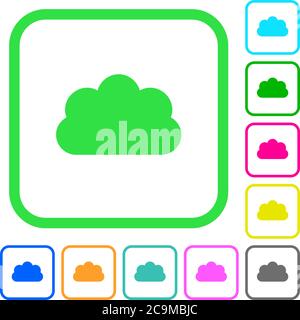 Cloud vivid colored flat icons in curved borders on white background Stock Vector