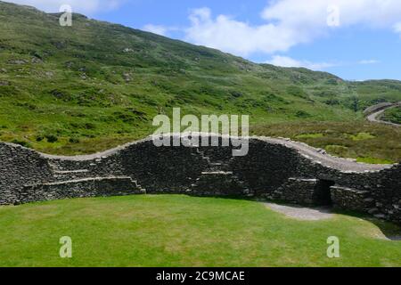 count Kerry in the south of Ireland looping around the Iveragh Peninsula section Sneem to Caherdaniel, large stone staigue fort Stock Photo