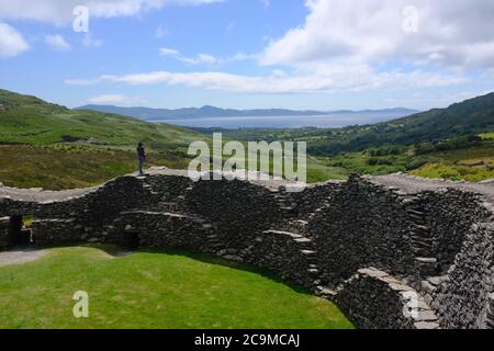 count Kerry in the south of Ireland looping around the Iveragh Peninsula section Sneem to Caherdaniel, large stone staigue fort Stock Photo