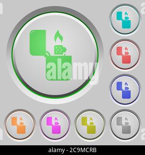 Lighter color icons on sunk push buttons Stock Vector