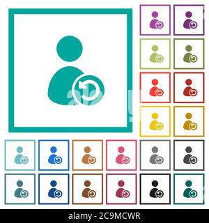 Undo user account changes flat color icons with quadrant frames on white background Stock Vector