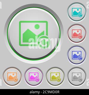 Image rotate right color icons on sunk push buttons Stock Vector