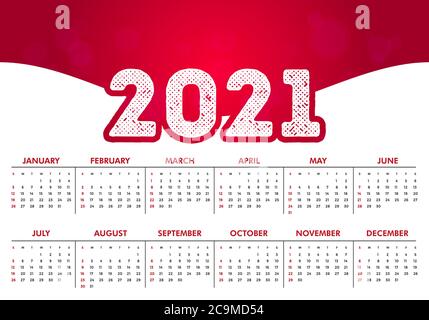 Calendar 2021. Calendar of the New Year 2021. Vector illustration for design. Stock Vector