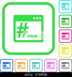 Root terminal vivid colored flat icons in curved borders on white background Stock Vector