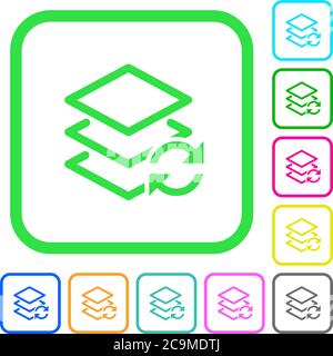 Swap layers vivid colored flat icons in curved borders on white background Stock Vector