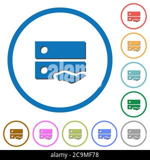 Shared drive flat color vector icons with shadows in round outlines on white background Stock Vector