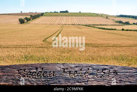 Site of the Battle of Flodden in September 9th 1513 at Barnxton Hill, Northumberland, England. Stock Photo