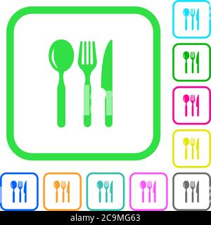 Restaurant vivid colored flat icons in curved borders on white background Stock Vector