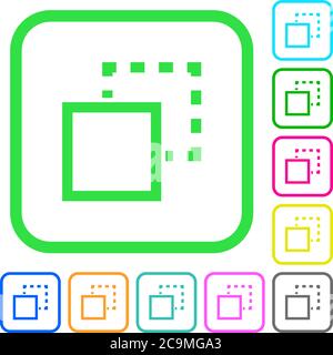 Send element to back vivid colored flat icons in curved borders on white background Stock Vector