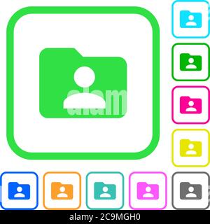 Folder owner vivid colored flat icons in curved borders on white background Stock Vector