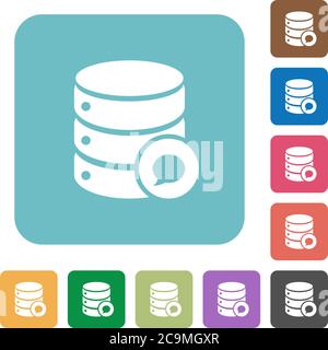 Database messages white flat icons on color rounded square backgrounds Stock Vector