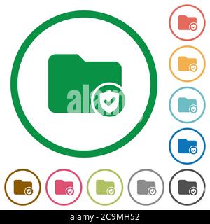 Protected directory flat color icons in round outlines on white background Stock Vector