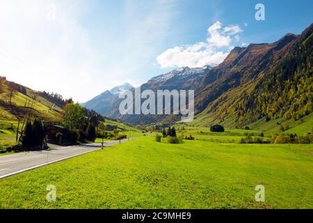 beautiful landscape. mountain road in the austria. autumn Stock Photo