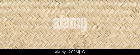 Woven light bamboo mat texture background banner Stock Photo