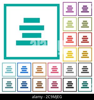 Text align center flat color icons with quadrant frames on white background Stock Vector