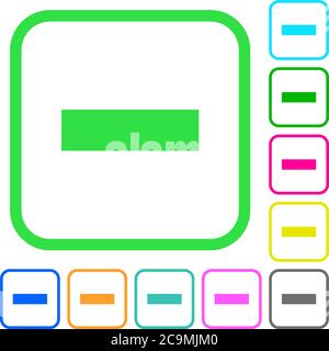 Remove item vivid colored flat icons in curved borders on white background Stock Vector