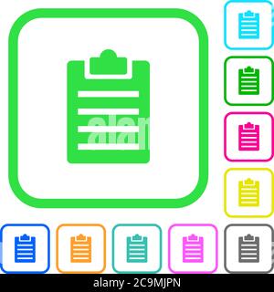 Notes vivid colored flat icons in curved borders on white background Stock Vector