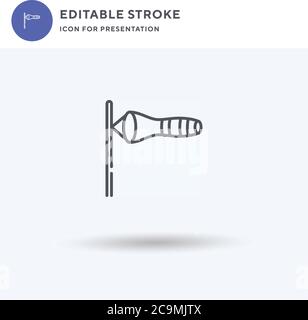 Windsock icon vector, filled flat sign, solid pictogram isolated on white, logo illustration. Windsock icon for presentation. Stock Vector